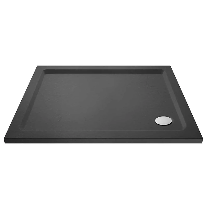 VeeBath 40mm Slate Grey Rectangle Shower Tray for Walk in Wet Room Enclosure Cubicle - 900 x 760mm