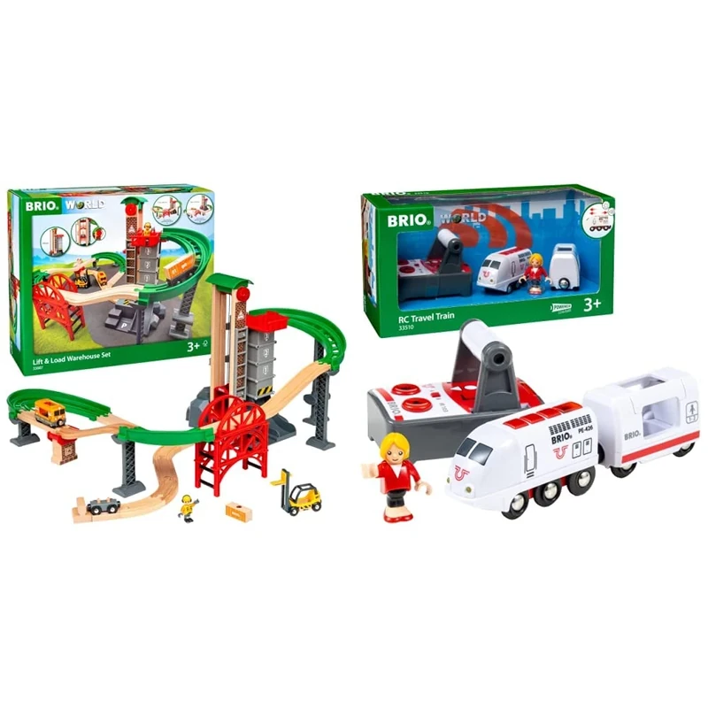 BRIO World Railway Lift & Load Warehouse Set for Children Age 3 Years Up & World Remote Control Travel Train Toy for Kids Age 3 Years Up - Compatible With Most Railway Sets and Accessories