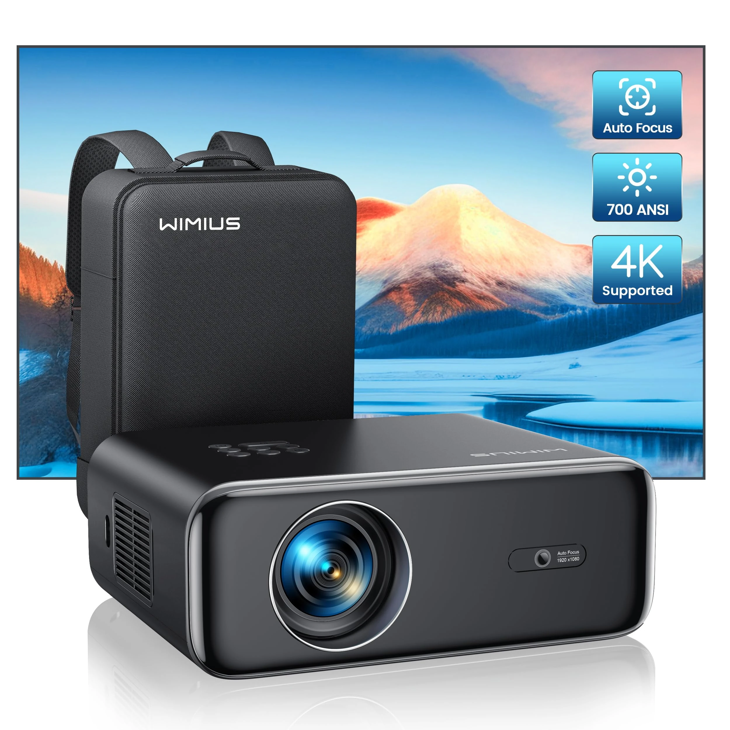 WiFi Projector 5G Bluetooth 1080P Native Supports 4K P62