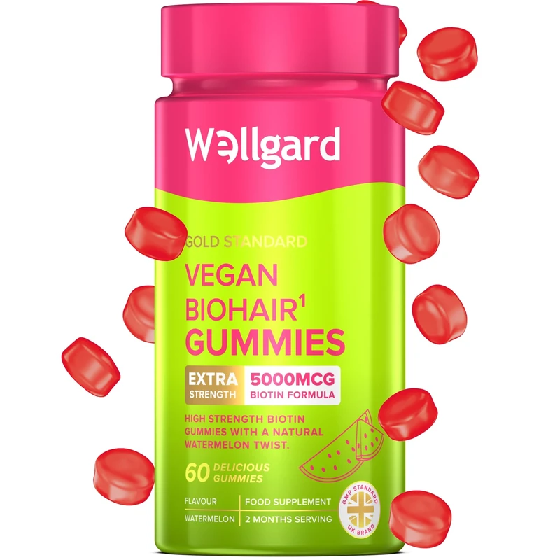 Wellgard Biohair Gummies - 5000 g Biotin Hair Vitamins, 60 Count