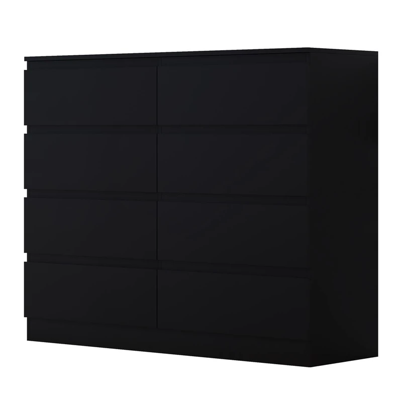 FWStyle Scandinavian Style 8 Drawer Chest, 40 cm Length x 120 cm Width x 99 cm Height, Matt Black