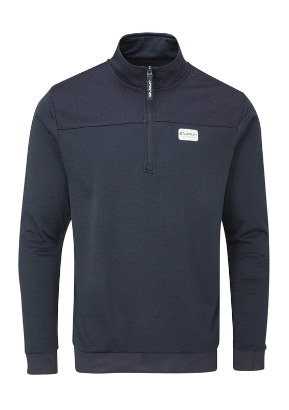Stuburt Men's Stuburt Active-tech Zip Neck Top Pullover Sweater, French Navy, M UK