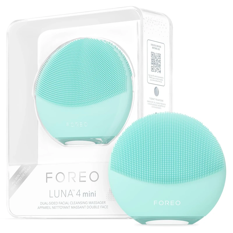 FOREO LUNA 4 mini Facial Cleansing Brush & Face Massager - Premium Face Brush - Enhances Absorption of Skin Care Products - Simple Face Care Travel Accessories - For All Skin Types - Arctic Blue
