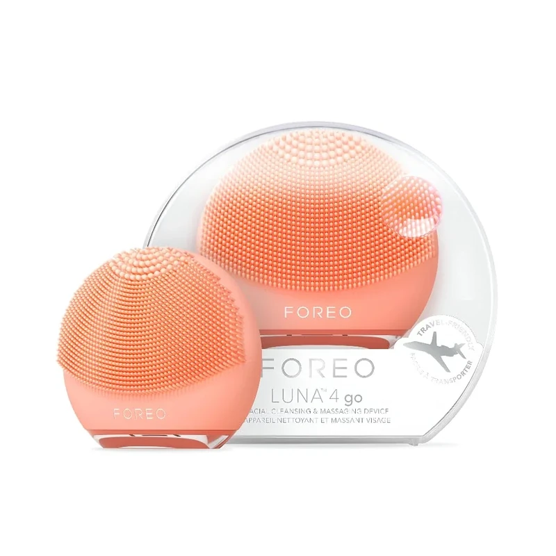 FOREO Luna 4 go Facial Cleansing Brush & Firming Face Massager - Premium Face Brush - Enhances Absorption of Skin Care Products - Simple Face Care Travel Accessories - All Skin Types - Peach Perfect
