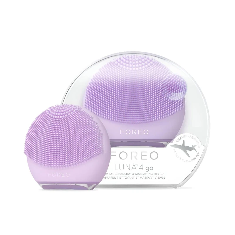 FOREO Luna 4 go Facial Cleansing Brush & Firming Face Massager - Premium Face Brush - Enhances Absorption of Skin Care Products - Simple Face Care Travel Accessories - All Skin Types - Lavender