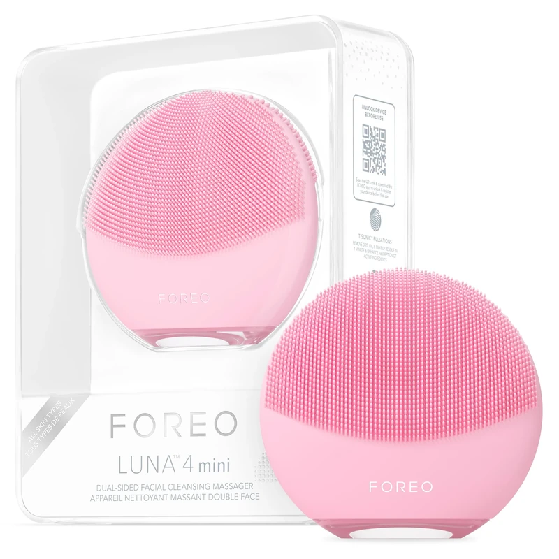 FOREO Luna 4 mini Facial Cleansing Brush & Face Massager - Premium Face Brush - Enhances Absorption of Skin Care Products - Simple Face Care Travel Accessories - for All Skin Types - Pearl Pink