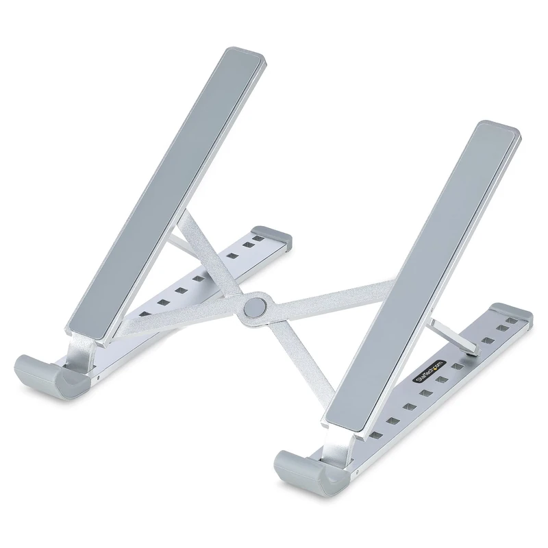 StarTech.com Foldable Laptop Riser Stand, Portable Height Adjustable Ergonomic Laptop Stand, Ventilated Aluminum Frame Supports 22lb (10Kg), Tilt/Raised/Angled Laptop/Tablet Stand (LAPTOP-RISER-BAR)