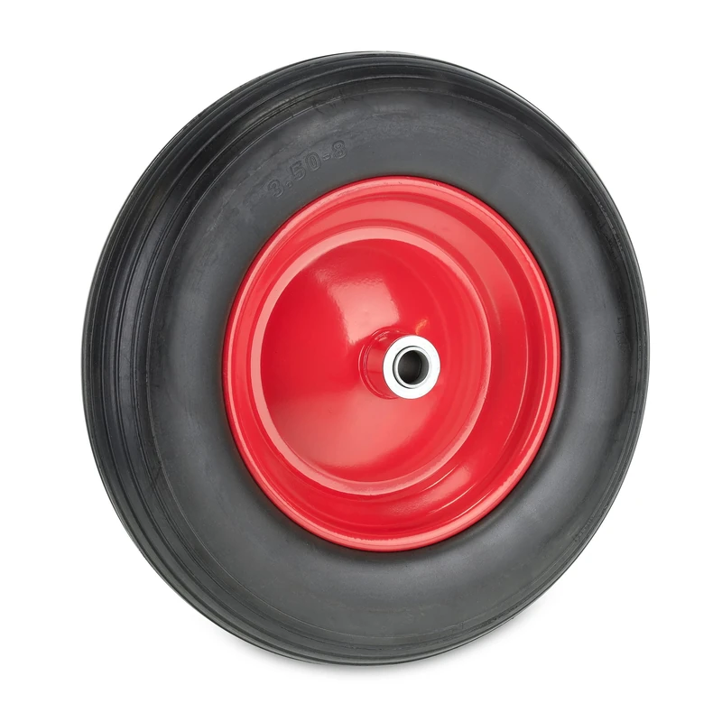 Relaxdays Wheelbarrow Wheel 3.50-8, Rubber Tyre with Steel Centre, Puncture-Proof, up to 100 kg, Replacement, Black/Red