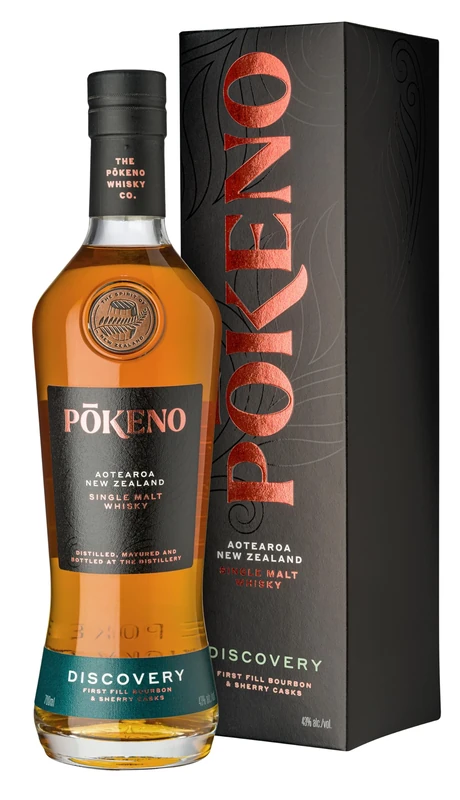 Pōkeno Discovery; New Zealand Single Malt Whisky, First Fill Bourbon & Sherry Casks. Fearlessly Original, Naturally Different. 43% ABV, 70cl, Gift Box Pokeno