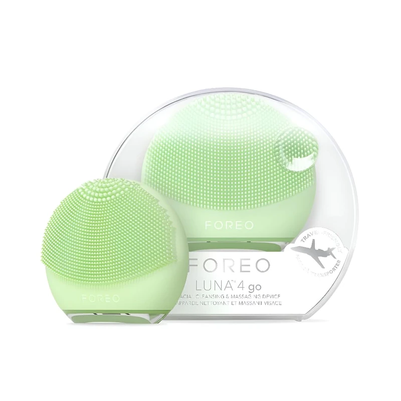 FOREO LUNA 4 go Facial Cleansing Brush & Firming Face Massager - Premium Face Brush - Enhances Absorption of Skin Care Products - Simple Face Care Travel Accessories - All Skin Types - Pistachio