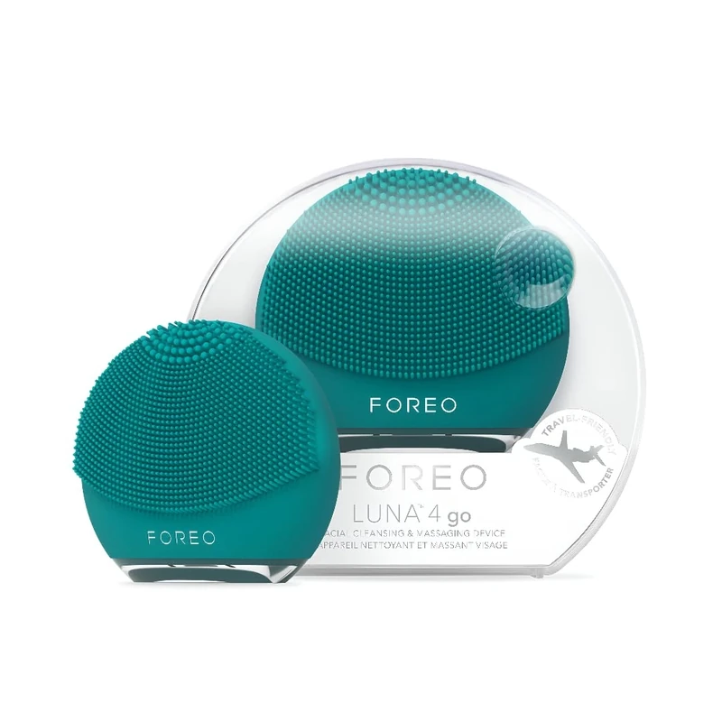 FOREO Luna 4 go Facial Cleansing Brush & Firming Face Massager - Premium Face Brush - Enhances Absorption of Skin Care Products - Simple Face Care Travel Accessories - All Skin Types - Evergreen