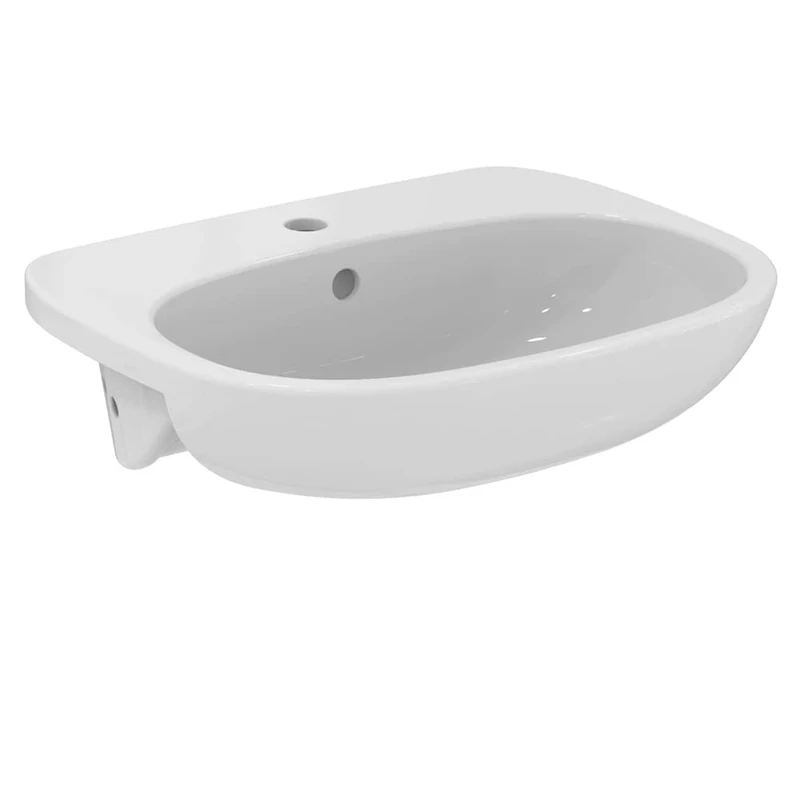 Ideal Standard Tesi 55cm Semi-recessed Bathroom Sink/Basin, 1 tap Hole, T010001, White