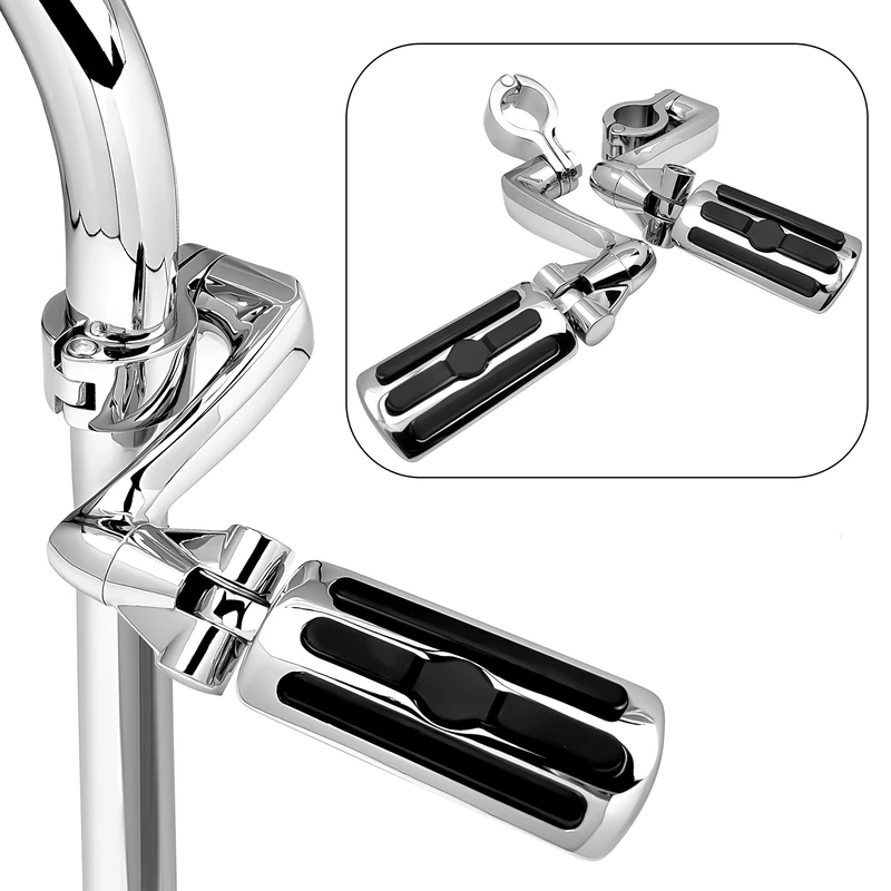 Highway Mounts Pegs Fit For HD Electra Street Road Glide King Special CVO Softail Classic Custom Standard Dyna Low Riders Iron 883 1200 With 1.25 inch Engine Guards（CHROME）