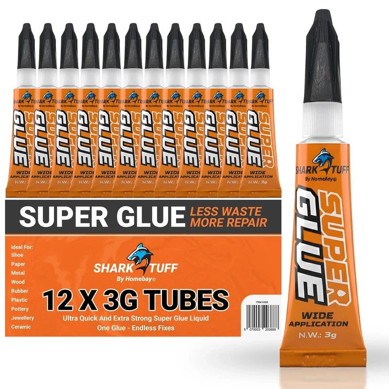 12 Pack - Strong Superglue All Purpose General Strong Instant Repair Toughest Adhesive Super glue Gel For Plastic Rubber Leather Shoes Metal Ceramic & More