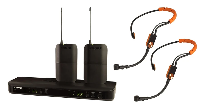 Shure BLX188/SM31 UHF Wireless Microphone System - Perfect for Fitness, Aerobics - 14-Hour Battery Life, 100m Range | Includes (2) Fitness Headset Mics, Dual Channel Receiver | K3E Band