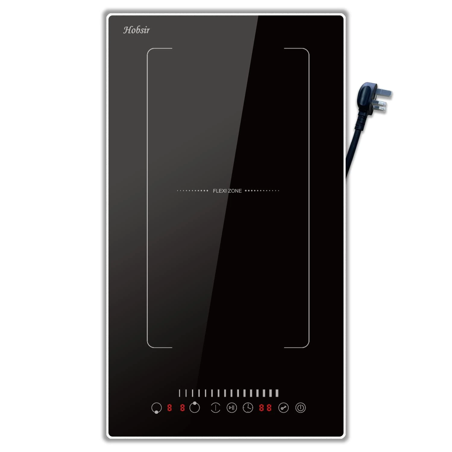 Hobsir hob Plug in Induction Hob, 2 Zone Electric Hob 30cm, Double Induction Cooker Hob with Stainless Steel Frame, Flexible Zone,2800W, Slider Touch, Timer, Pause Function, Child-safety Lock, 13 Amp