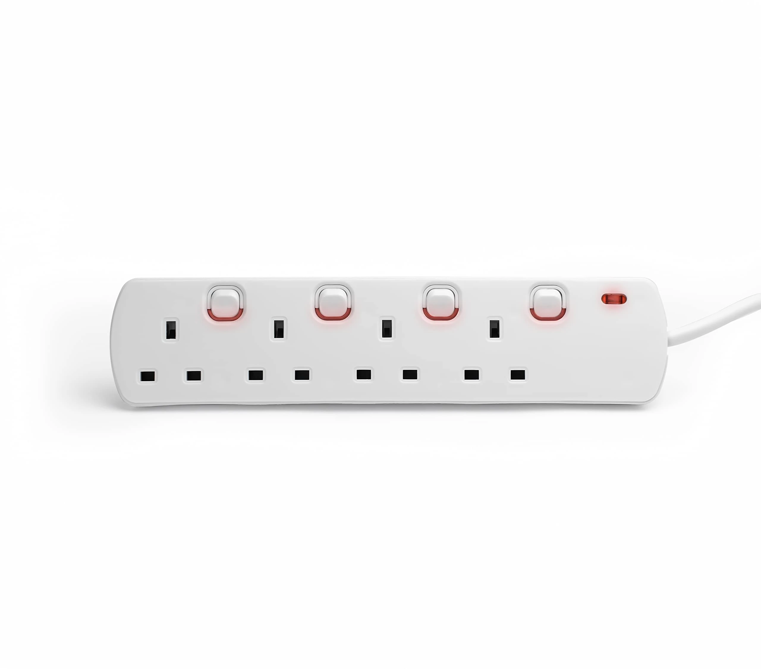 Status Multi Plug Extension | 4 Socket Extension Cable | Individually Switched with Neon Indicator | White 1m Extension Lead | S4WSS1MS12