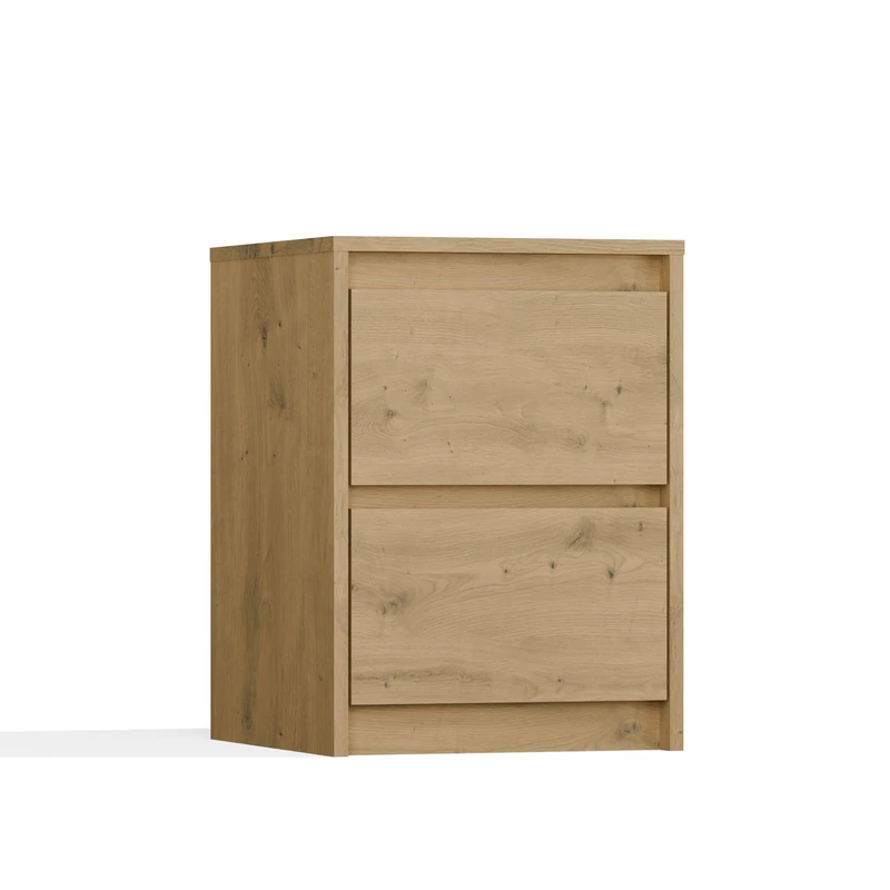 TOP E SHOP Topeshop K2 Artisan Nightstand/Bedside Table 2 Drawers Oak - Image 1