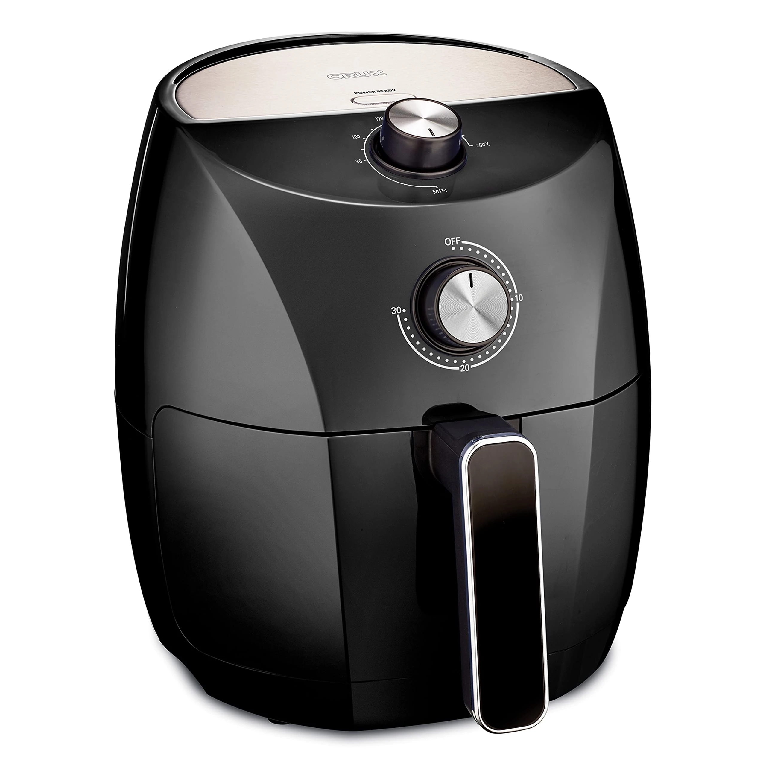 Crux 3.5 L Manual Air Fryer, Faster Pre-Heat, No-Oil Frying, Fast Healthy Evenly Cooked Meal Every Time, Dishwasher Safe Non Stick Pan and Crisping Tray for Easy Clean Up, Stainless Steel/Black