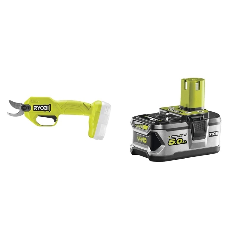 Ryobi RY18SCA-0 18V ONE+ Cordless Secateurs (Bare Tool) & RB18L50 ONE+ Lithium+ 5.0Ah Battery, 18 V - Image 1