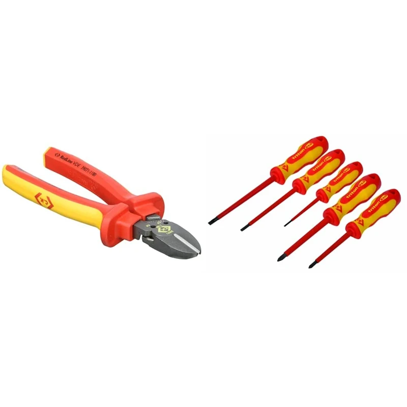 C.K 39071 Redline VDE Combicutter1MAX 180mm & Triton XLS 1000V Screwdriver Set SL/PZ (5 Pieces)
