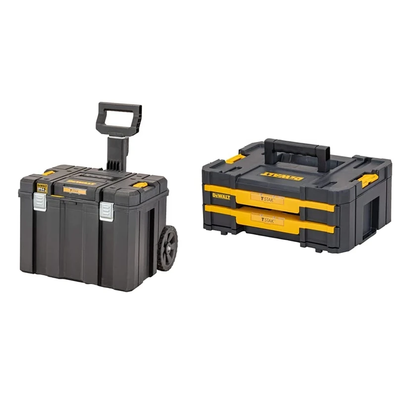 TSTAK™ 2.0 Mobile Storage Box & DeWalt DWST1-70706 T-Stak IV Tool Storage Box with 2-Shallow Drawers, Yellow/Black, 7.01 cm*16.77 cm*12.28 cm