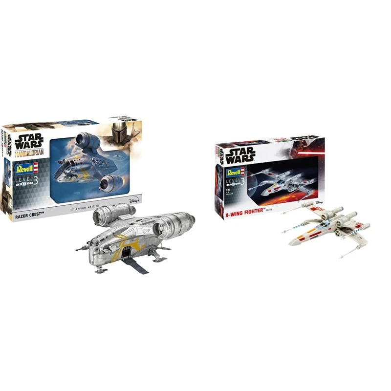 Revell 06781 Star Wars: The Mandalorian The Razor Crest Model Kit 1:72 Scale Model Kit & 06779 Star Wars X-Wing Fighter1:57 Scale Model Kit