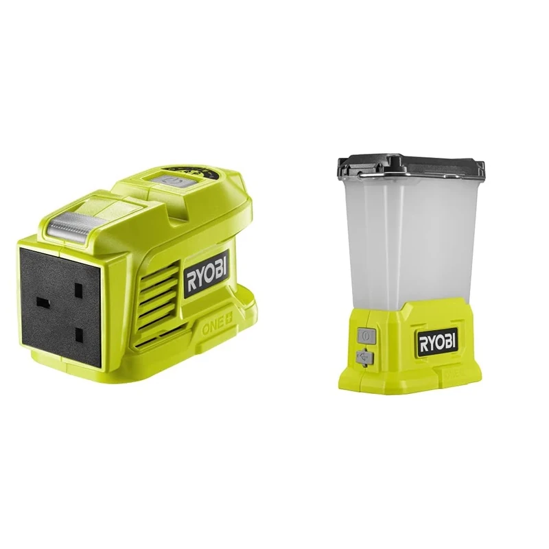 Ryobi RY18BI150A-0 18V ONE+ Cordless Battery Inverter (Bare Tool) & RLL18-0 18V ONE+ Cordless Lantern Light (Bare Tool) Hyper Green
