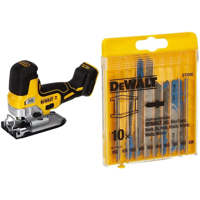 DeWalt DCS335N-XJ 18V XR Li-Ion Cordless Brushless Grip Jigsaw Body Only & DT2292-QZ DT2292-QZ-Conjunto 10 hojas Sierra de calar-Metal