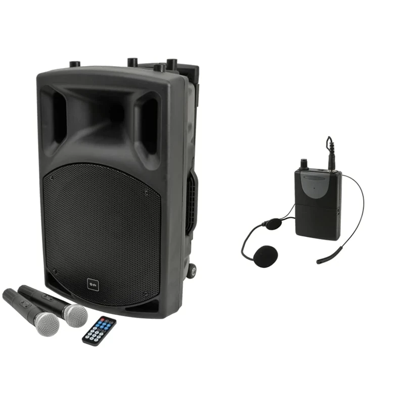 QTX | QX12PA Complete Portable PA System | 2 x Wireless Microphones & Media player with USB/SD/FM & Headset Microphone for And Adastra Portable PA Units | Select Correct Frequency VHF 175.0MHz