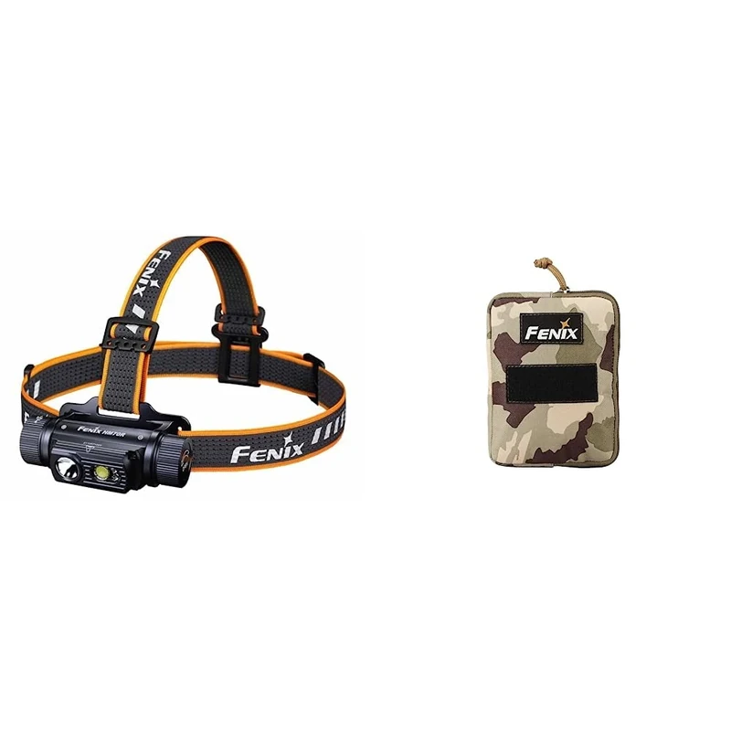 fenix Unisex's HM70R Rechargeable 21700 Powered Headlamp, Neutral White and Red LEDs & APB-30 Camouflage Headlamp Carry Bag