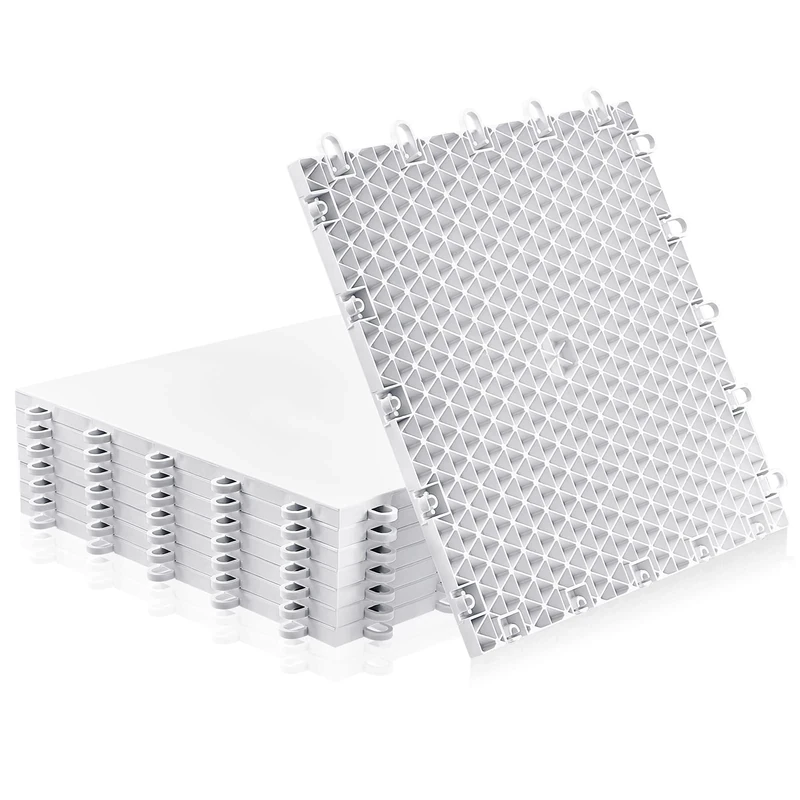 Fabbay Dryland Synthetic Ice Tiles for Hockey Floor Mat 12 x 12 Squares Hockey Training Equipment Board for Shooting Outdoor(White,8 Pack)
