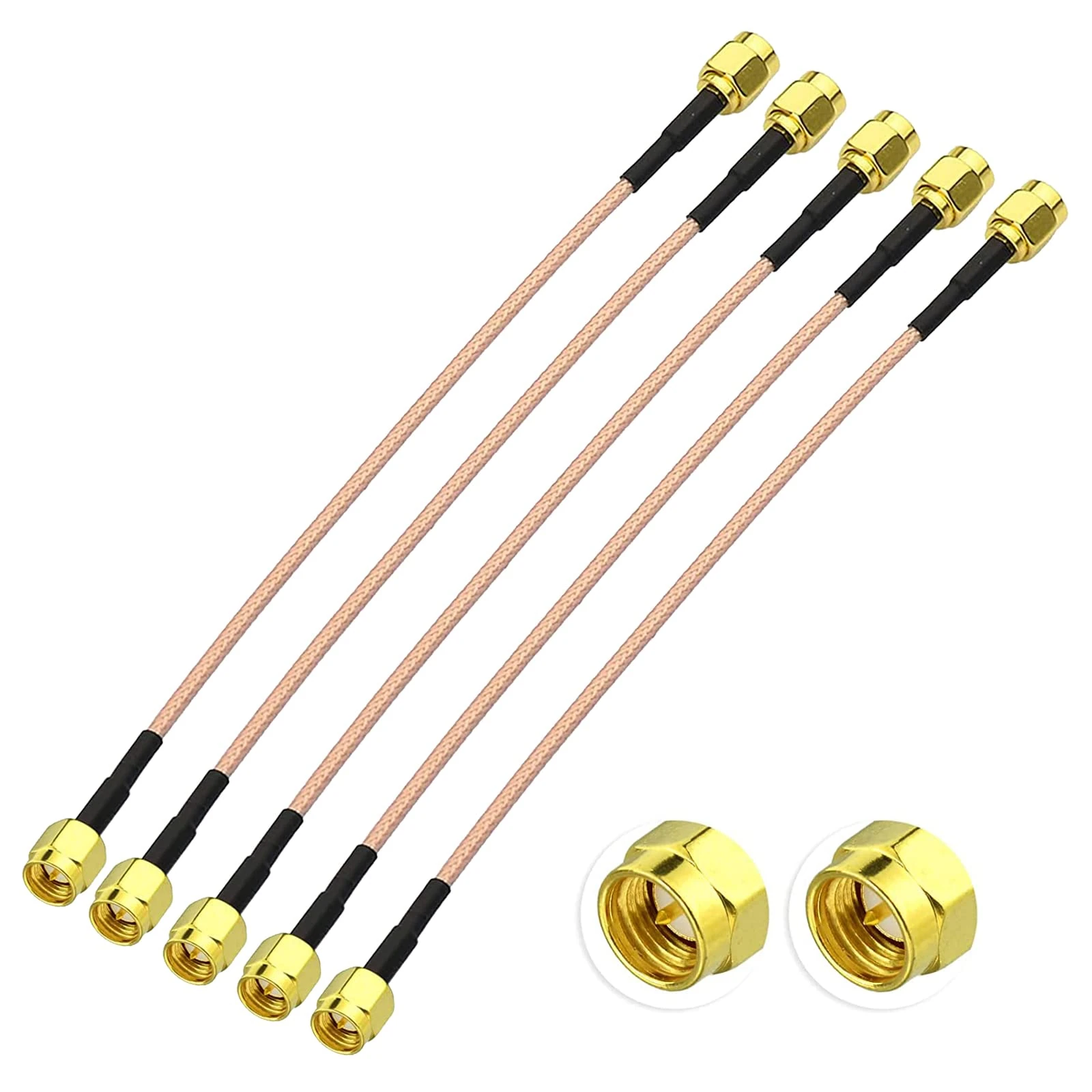 Superbat SMA Male to Male RG316 Cable 15cm WiFi Antenna Extension Cable 50ohm for GPS/3G 4G LTE Antenna, RTL-SDR USB Dongle, ADS-B Receiver, Ham Radio, WiFi Router, Network Analyzer 5Pcs