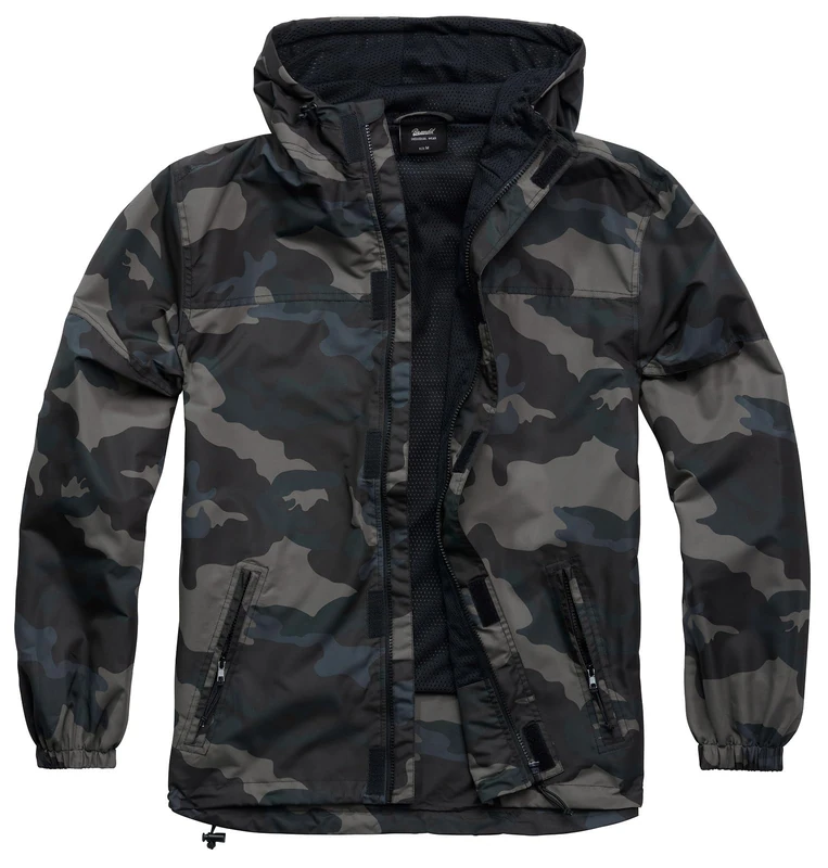 Brandit Summer Windbreaker, Front Zip Dark camo, L