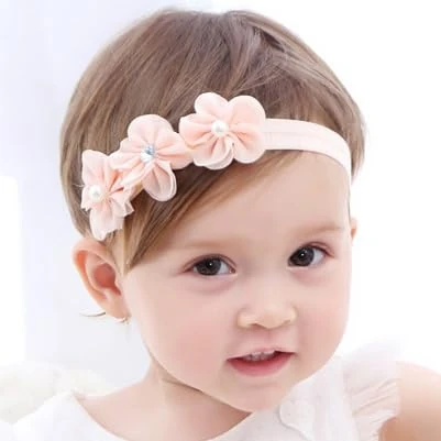 Fashband Baby Girls Floral Headbands Soft Cute Pink Hair Band for Newborns Infants Toddlers and Kids as Party Wedding Photography hair Accessories