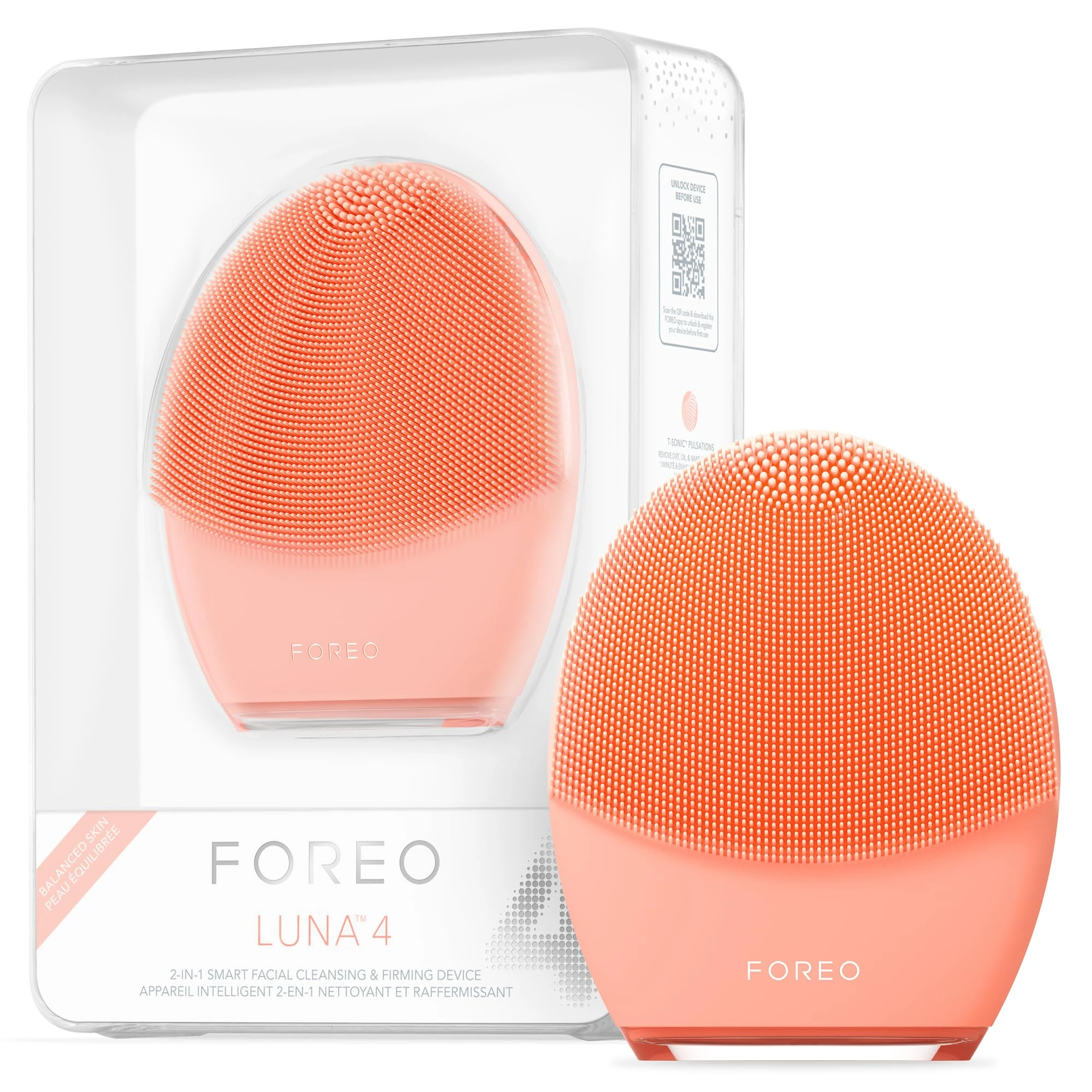 FOREO LUNA 4 Facial Cleansing Brush - Firming Face Massager - Anti Aging Face Brush - Enhances Absorption of Skin Care Products - Simple Face Care - Balanced skin