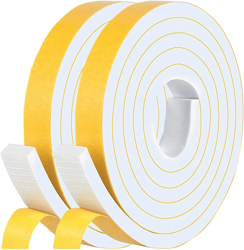 Weather Stripping Sealing Tape for Doors Windows, Self-Adhesive Draught Excluder Foam Tape, 20 mm (W) x 3 mm (D) / 8 m (L) Rubber Insulation Seal Tape for Doors Windows Gap Seal