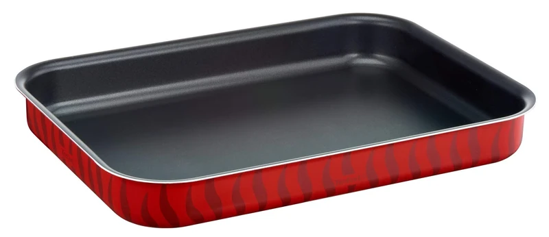 Tefal Roasting Tray, Tempo Flame, Rectangular, Alloy Steel, Red, Non-Stick, 25 x 19 cm, 1 Piece, Dishwasher Safe