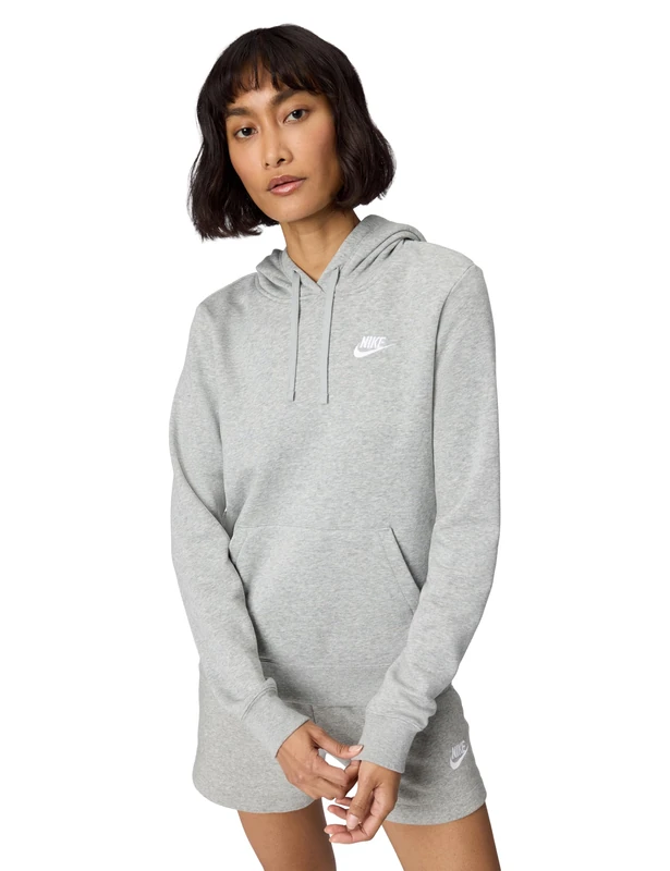 Nike DQ5793-063 Sportswear Club Fleece Sweatshirt Women's DK GREY HEATHER/WHITE Size M