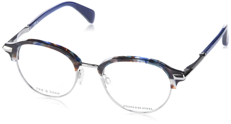 rag & bone RNB8004 Glasses, Blue Havana, 48 for Men, Blue Havana