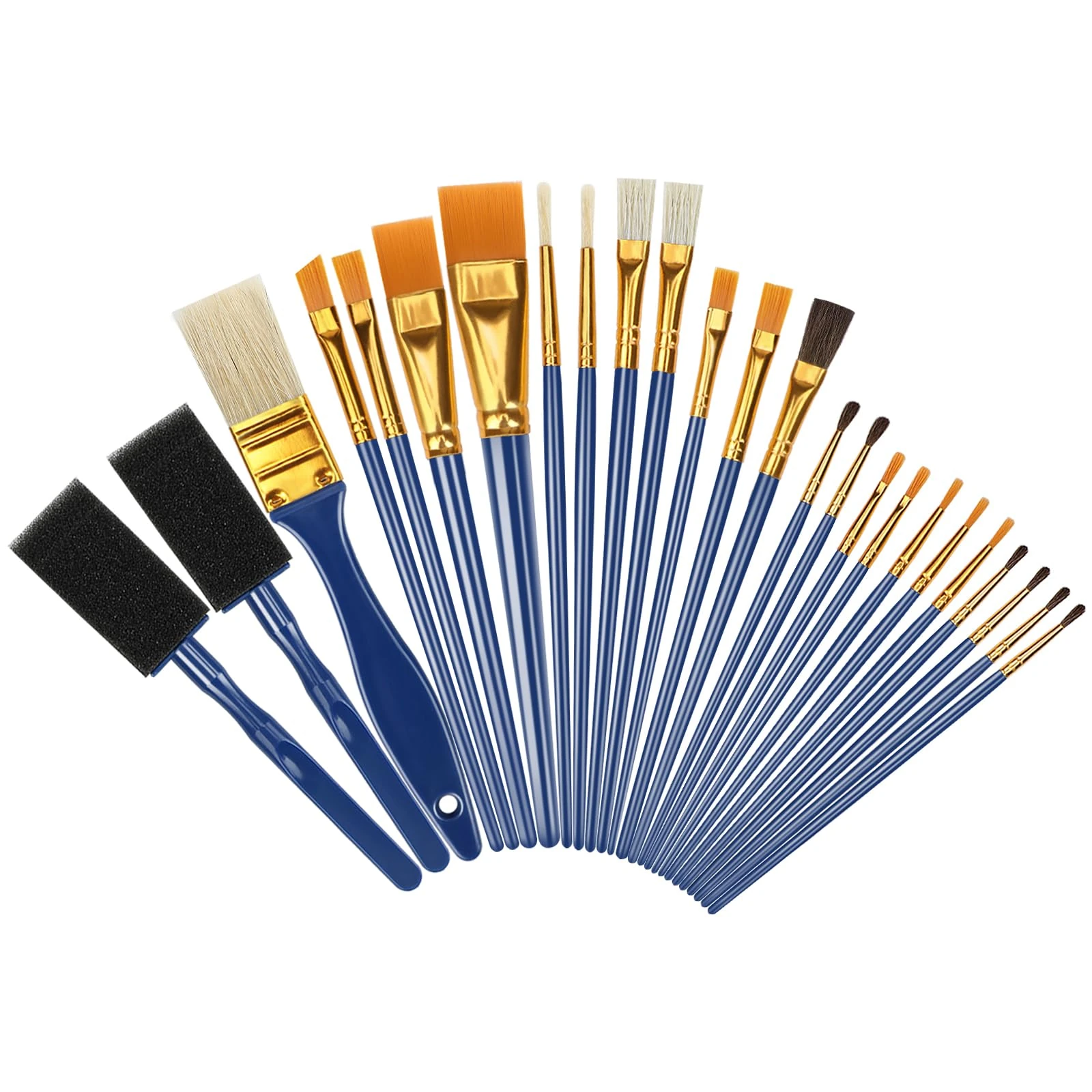 Halobios 25 Pcs Paint Brushes Set, Acrylic Painting Brushes for Children Beginners, Artist Painting Kits for Acrylic Oil Watercolor