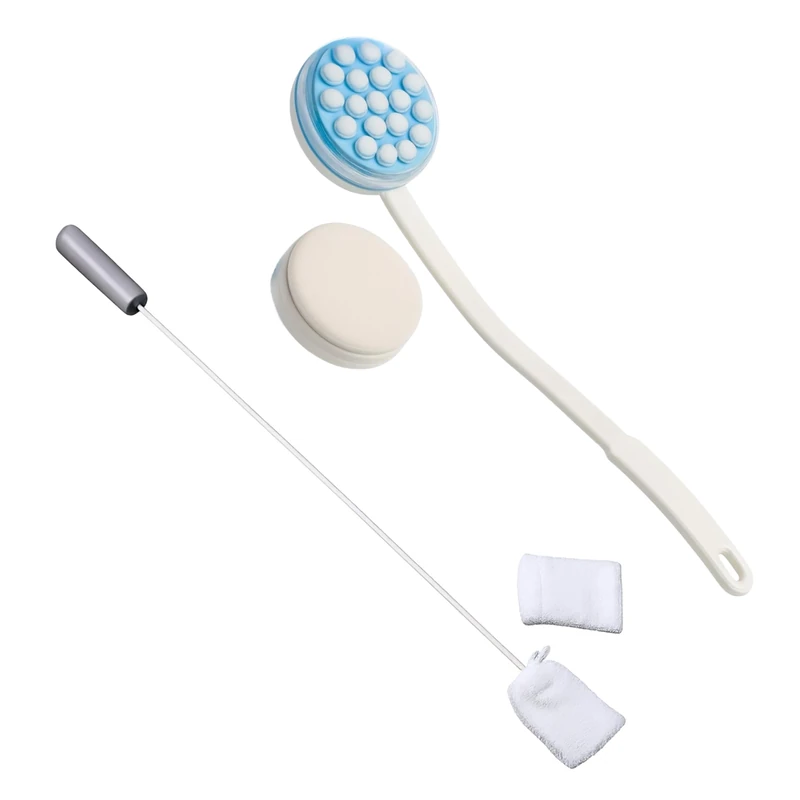 Homecraft Toe Washer, Foot Cleaning Brush & Sammons Preston Lotion Applicator with Massage Head, Long Handle and Foam Massaging for Back, Easily Apply Lotions, Creams, Oils, Pain Relief Gel