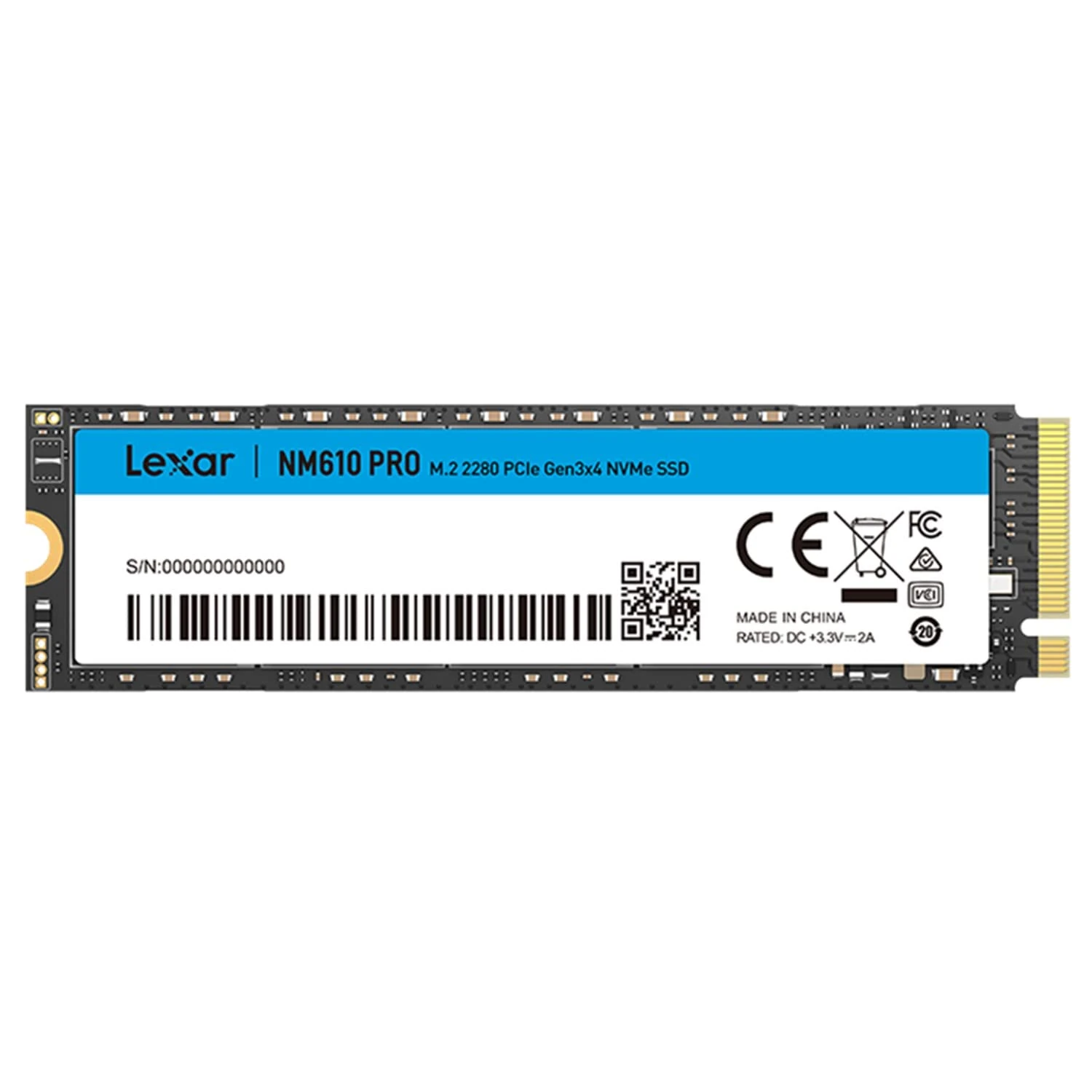 Lexar NM610PRO 500GB SSD, M.2 2280 PCIe Gen3x4 NVMe 1.4, Up to 3300MB/s Reading, 1700MB/s Write, 3D NAND Flash Internal Drives for Notebook, Desktop, PC