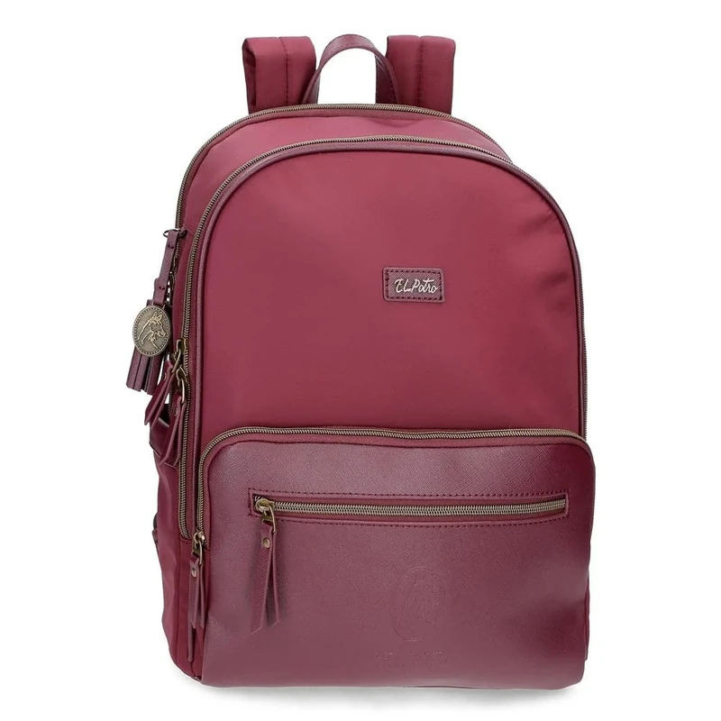 El Potra Wool Casual Black 22 x 25 x 10 cm Polyester and PU Black Casual Backpack, Bordeaux, pc Backpack