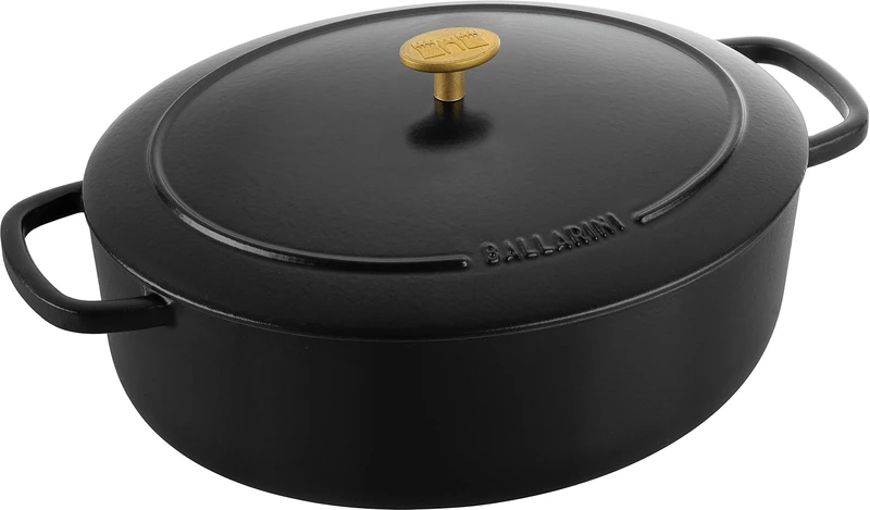 BALLARINI Bellamonte Oval Enamelled Cast Iron Casserole Dish 33 cm 6.5 L Black