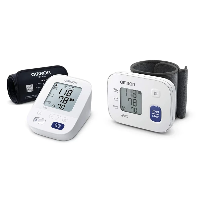 OMRON RS1 Automatic Wrist Blood Pressure Monitor for Home use or on The go & OMRON X3 Comfort Automatic Upper Arm Blood Pressure Monitor for Home use, clinically validated