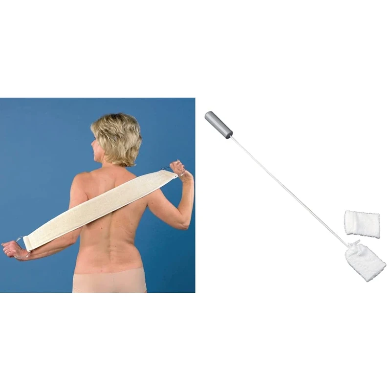 Homecraft Double Sided Cotton Flannel Strap with Easy Grip D rings for Whole Body & Toe Washer, Foot Cleaning Brush, Bathing Aid for Elderly or Handicapped, Personal Care and Hygiene