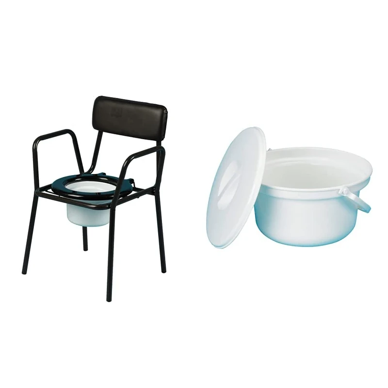 Days Stacking Commode, Toilet Chair & Performance Health Round Commode Bucket with Lid for Elderly, Handicapped and Disabled, Pan Capacity : Two litres