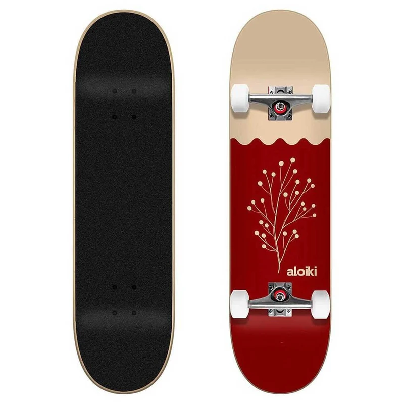 Aloiki Red Leaf 7.75"x31.6" Complete Skateboard Board, Adults Unisex, Multicoloured (Multicoloured), One Size
