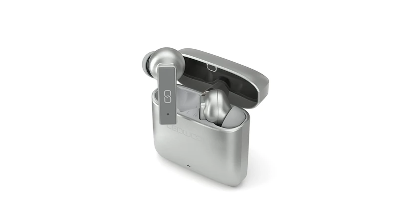 Ledwood Titan Earphones in Sterling Silver - Wireless Bluetooth 5.1, All-Day Battery Life, SuperBass Technology - Image 1